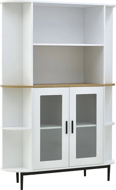 Vitrinë Xarvey Inart, ngjyrë bardhë-dru natyral, 110x38x160cm