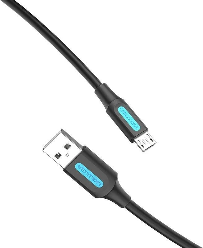 Kabëll USB Vention 2.0 A - Micro USB, 3A, 0,5m, zi