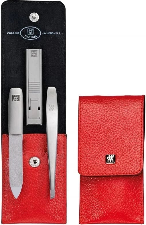 Set manikyr/pedikyr ZWILLING 97119-002-0, 4 pjesë, Lëkurë, Inoks, Kuqe
