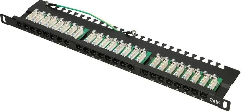 Patchpanel Extralink 24 Porta, Cat6, E zezë