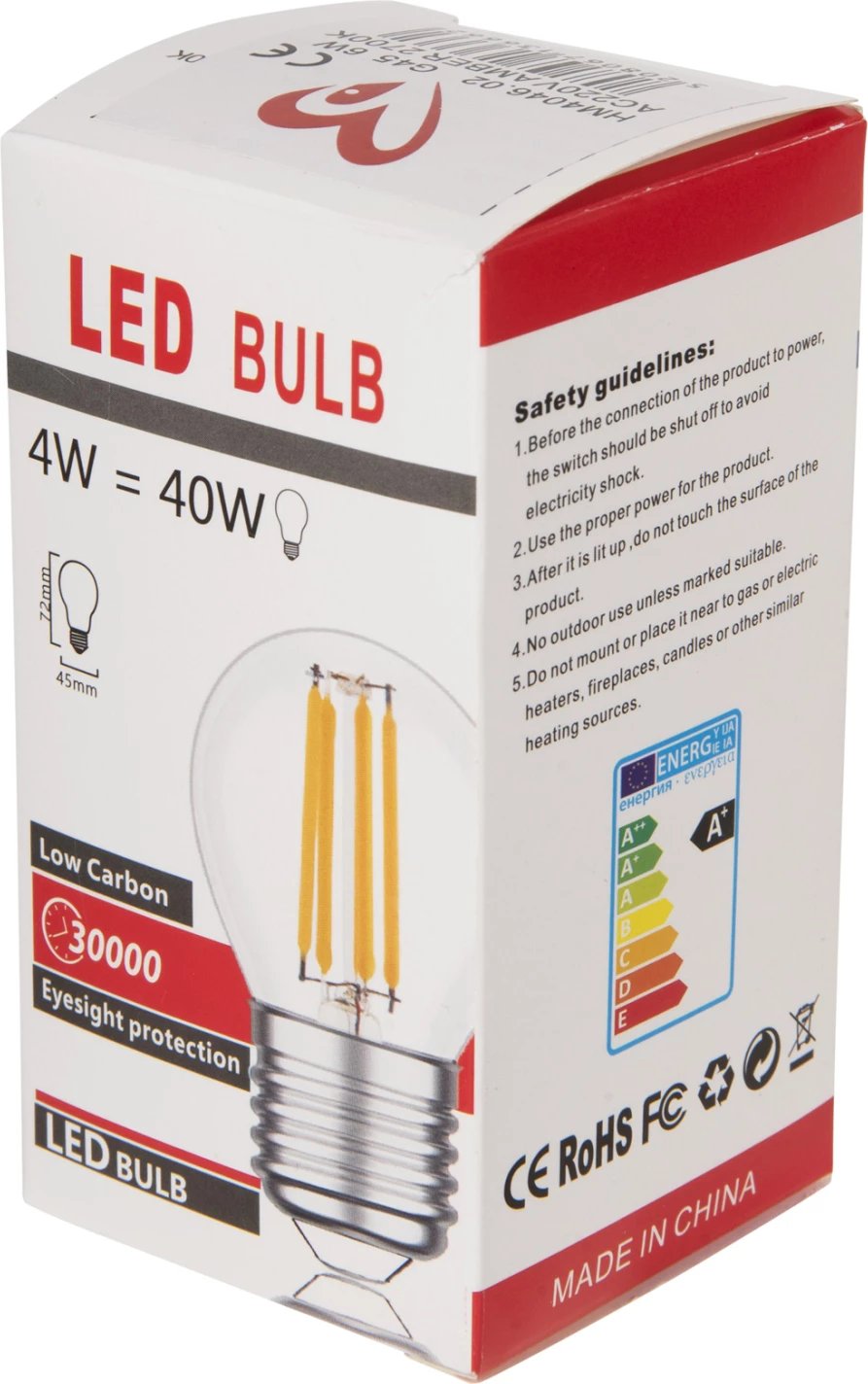 Llambë LED filament, 6W, E27, 3000K, ngjyrë ari, e zbehtë