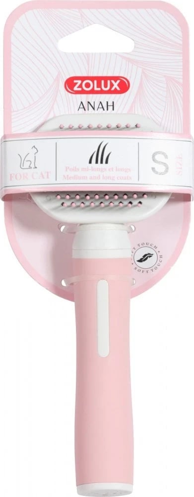 Krahër për mace Zolux Anah Soft Brush, rozë 