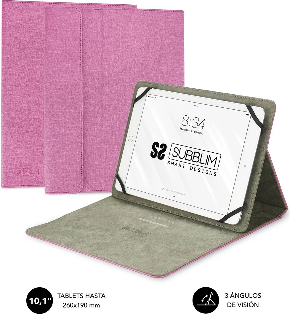 Mbështjellës tablet SUBBLIM Universal Clever Stand 10.1" rozë