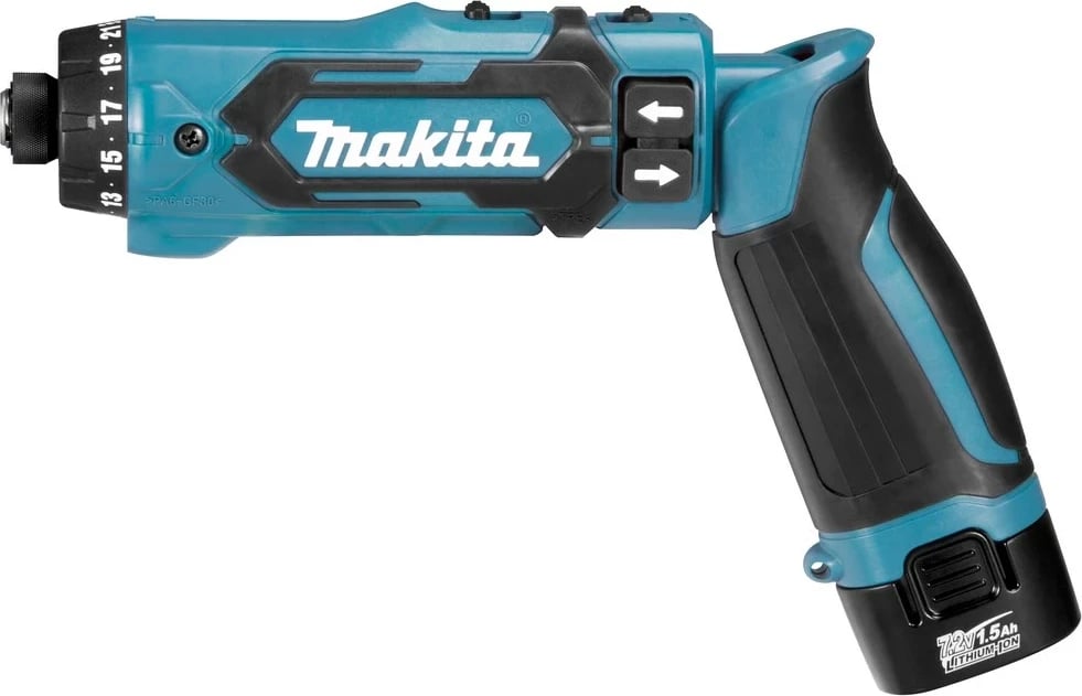 Shtërngues Makita DF012DSE, 7.2 V, 1.5 Ah, Zi, Blu