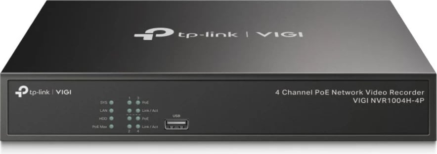 Regjistrues video rrjeti TP-Link VIGI, 4 kanale PoE+, i zi
