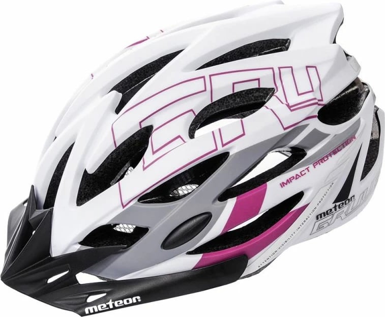 Helmetë për femra Meteor, ngjyrë e bardhë dhe vjollcë