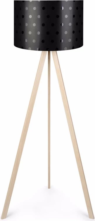 Llambë dyshemeje PWL-1060 pakoworld Ε27 pika natyrale-të zeza D38x140cm