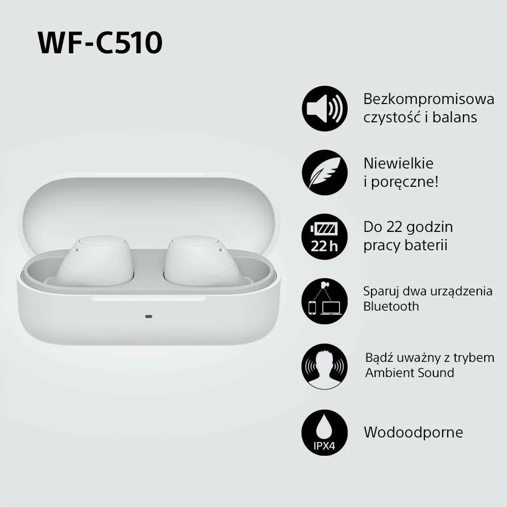 Kufje Sony WF-C510, Bluetooth 5.3, in-ear, të bardha