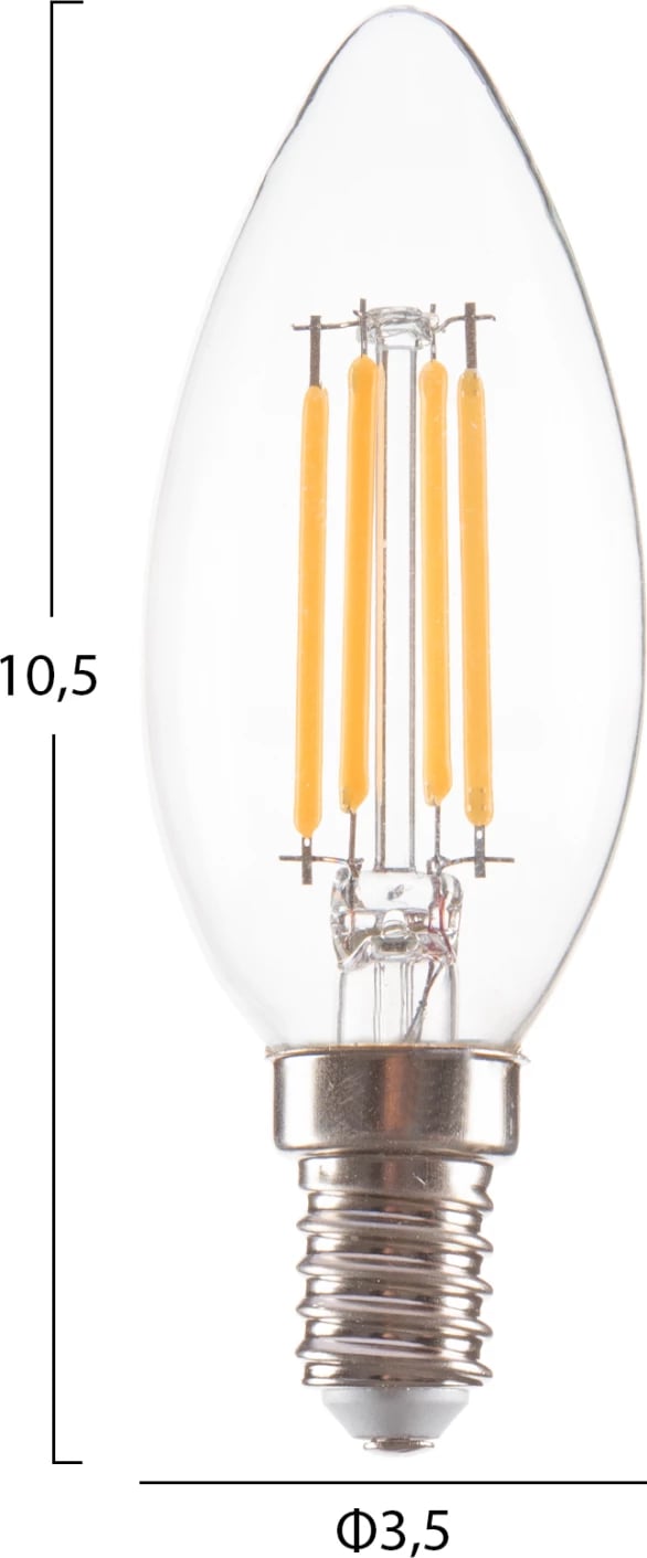 Llambë LED filament 4W E14 3000K e tejdukshme, e zbehtë