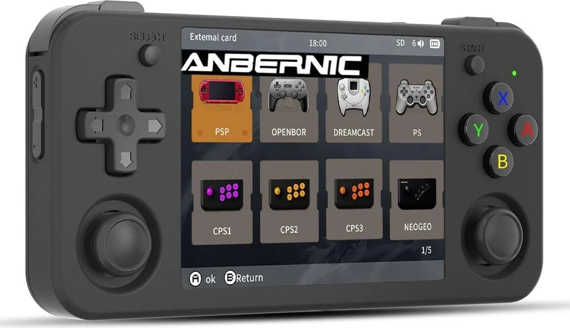 Konsolë portative ANBERNIC RG35XX H, 64 GB, E zezë