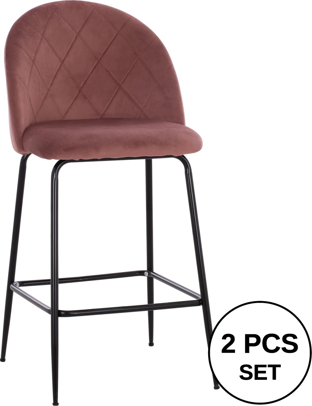 Karrige për bar ODED, lartësi mesatare, FH8732.12, këmbë metali & kadife ngjyrë molle të kalbur, 45x53x98 cm, set prej 2 copë