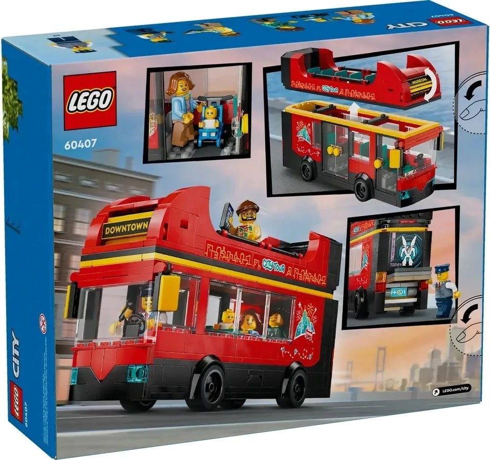 Set LEGO City 60407, Autobus i kuq dykatësh, 5 minifigura