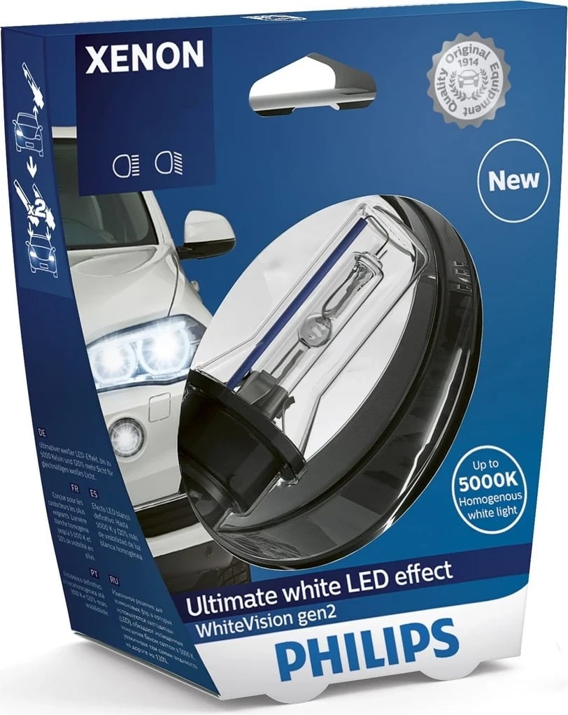 Dritë kokaresh Philips WhiteVision Xenon gen2, 35 W, Bardhë