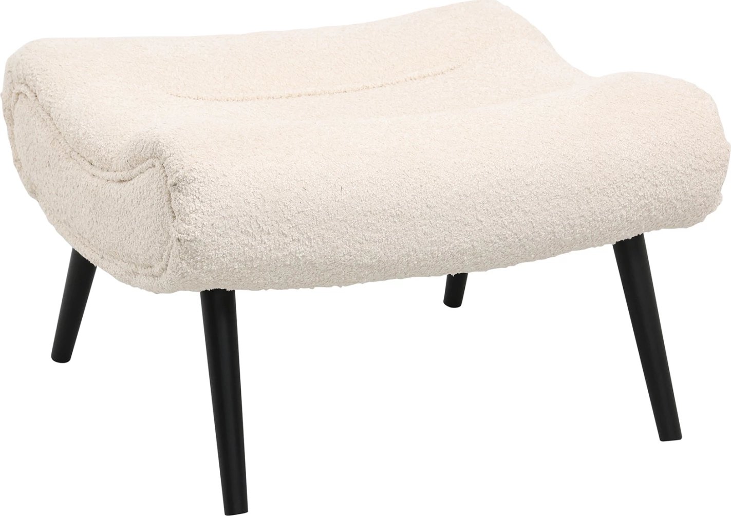 Karrige për këmbë KEMBA, pëlhurë boucle ecru, këmbë druri të zeza, 68x58x40H cm