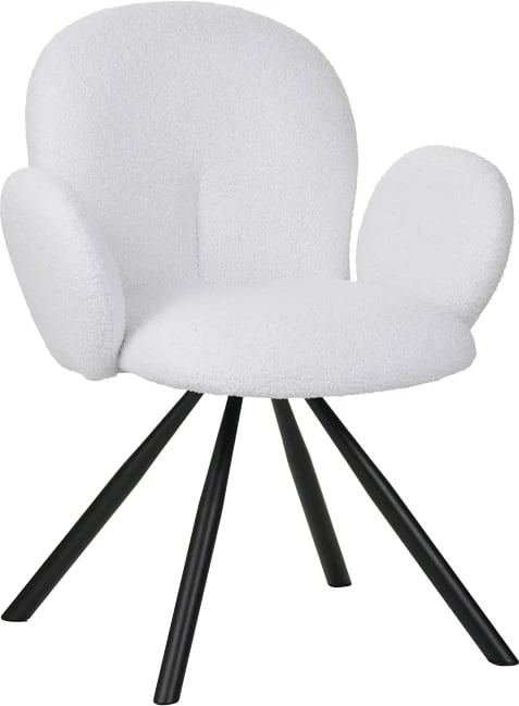 Karrige Garzele Inart, pëlhurë teddy e bardhë, këmbë metalike të zeza, 68x66x82.5cm