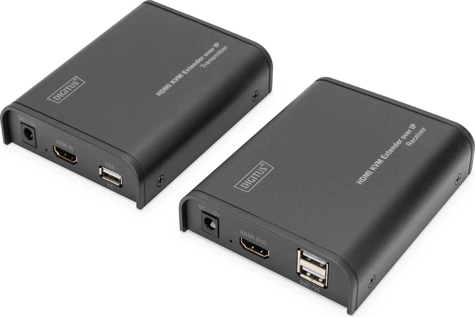 Set HDMI KVM IP Digitus, Transmetues dhe pranues, me kabllo, 80 m, Cat5, Cat5e, Cat6, 1920 x 1080 piksela, E zezë