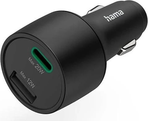 Karikues për veture Hama, USB-C/USB-A, 30 W, i zi 