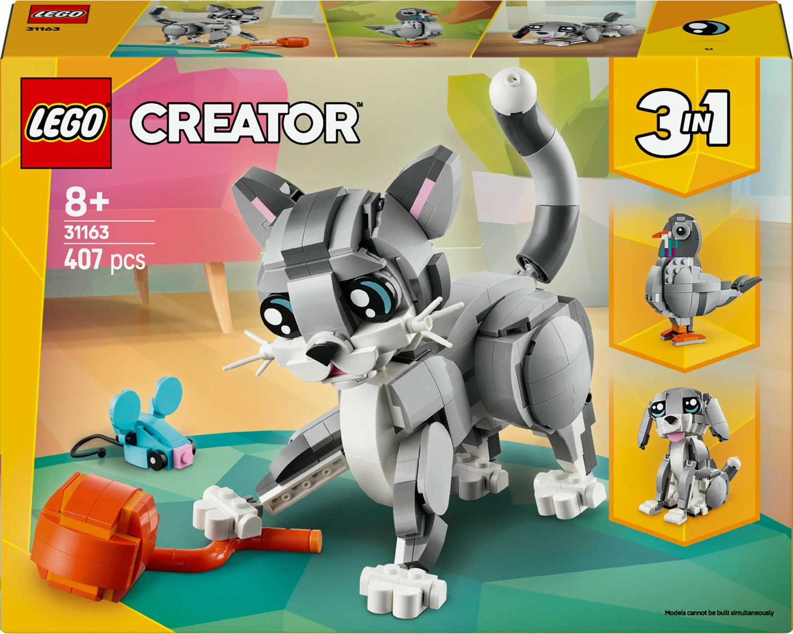Set ndërtimi LEGO Creator Graue Katze 31163, multikolor