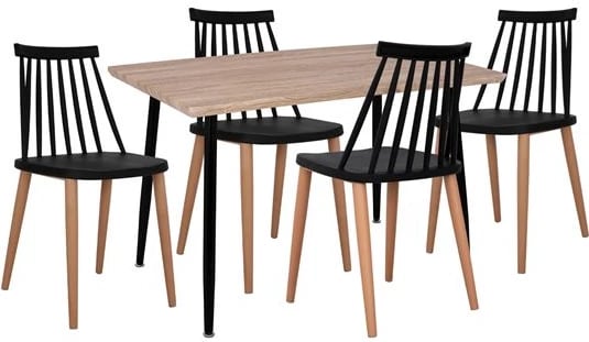 Set 5 copë Tavolinë sonama & karrige Vanessa ngjyrë zezë FH11024.02 120x70x76.5 cm