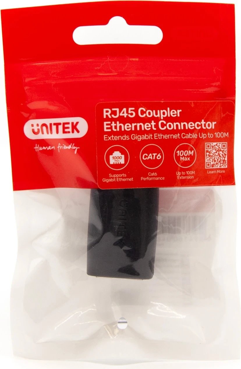 Lidhës Unitek RJ45 (F) - RJ45 (F) Cat.6, 1 Gbps, ngjyrë e zezë