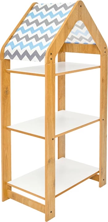 Raft Montessori Zoilen I pakoworld, bardhë-natyral-blu, mdf, 50x30x100cm