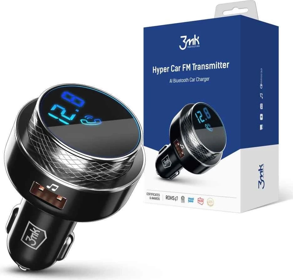 Transmetues FM për vetura 3MK Hyper, ngjyrë e zezë
