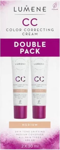 Fondatinë Lumene CC Color Correcting Cream SPF20 Medium tuplapakkaus