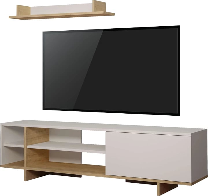 Njësi TV Saloon pakoworld, ngjyrë bardhë-lisi, 160x35.5x44cm