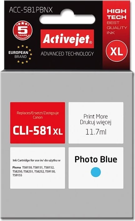 Toner për printer Activejet ACC-581PBNX, për Canon CLI-581PB XL, fotoqianos