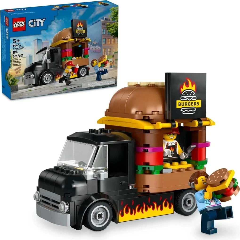 Set LEGO City 60404 Burger Truck, 194 pjesë, për fëmijë 5+