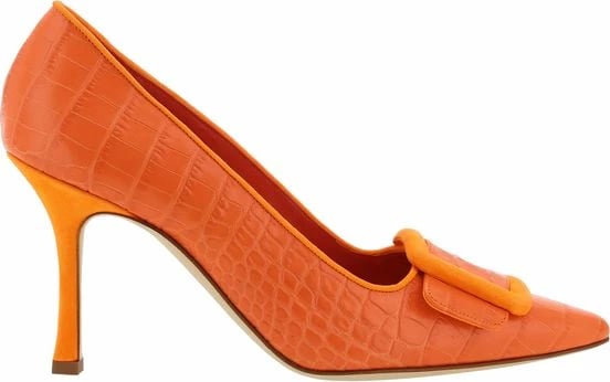 Këpucë Manolo Blahnik për femra, portokalli