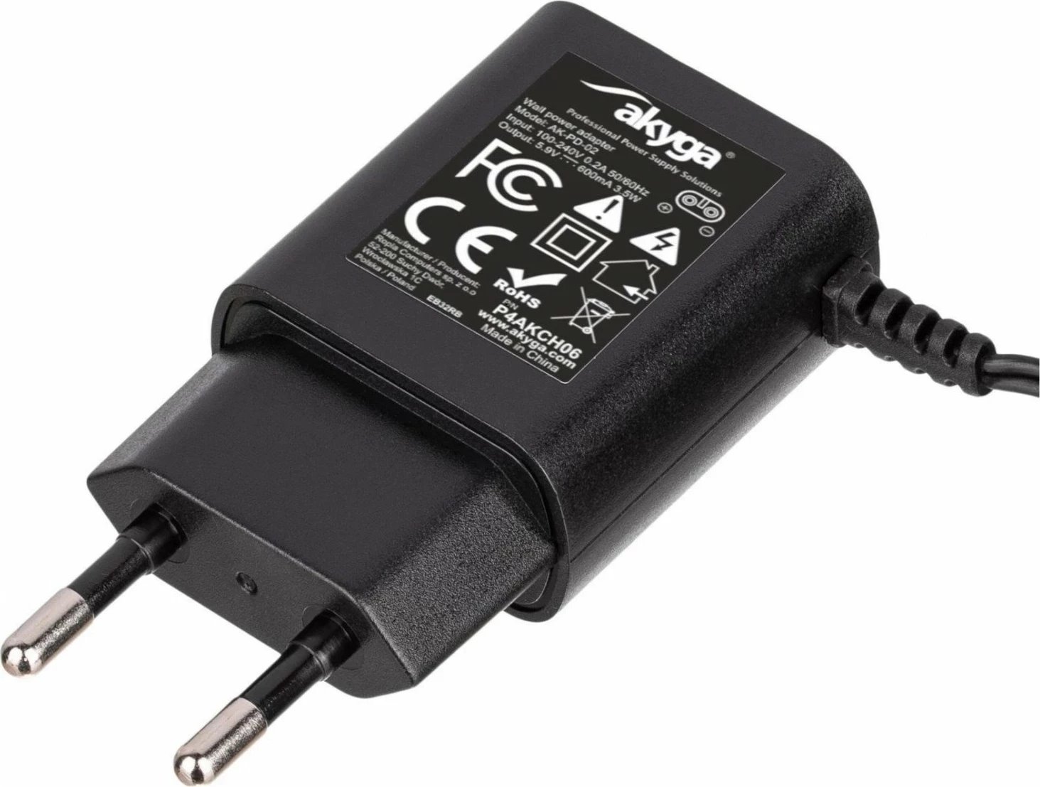 Adapter Akyga AK-PD-02, 5.9V, 600mA, 3.5W, Braun