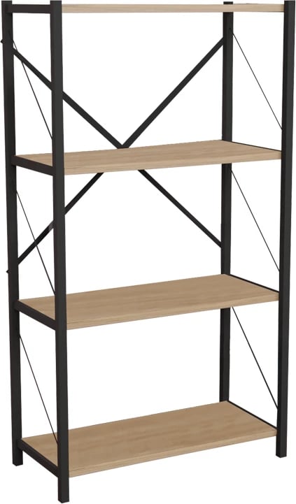Raft librash Jackrey pakoworld, melaminë lisi-metal i zi, 60x30x114cm