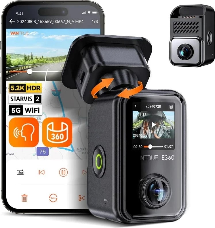 Kamerë veture Vantrue E360 LTE 2CH, Wi-Fi, GPS, 512 GB, E zezë