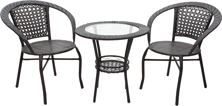 Set lounge 3 pjesë Saylor pakoworld metal-pe rattan kafe