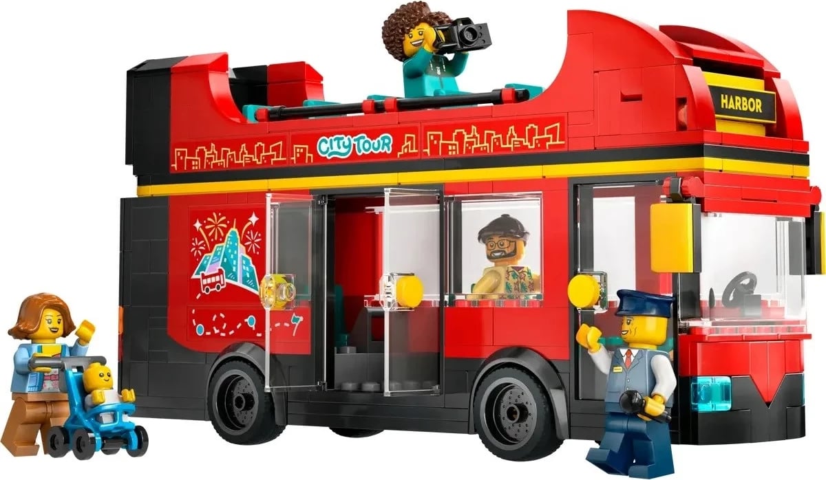 Set LEGO City 60407, Autobus i kuq dykatësh, 5 minifigura